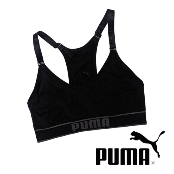 PUMA adjustable sports bra - subtle branding; no padding; Medium/Black - Picture 1 of 3